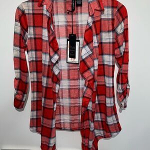 No Comment Women's Multicolor Plaid Open Front Lightweight Jacket Small NWT